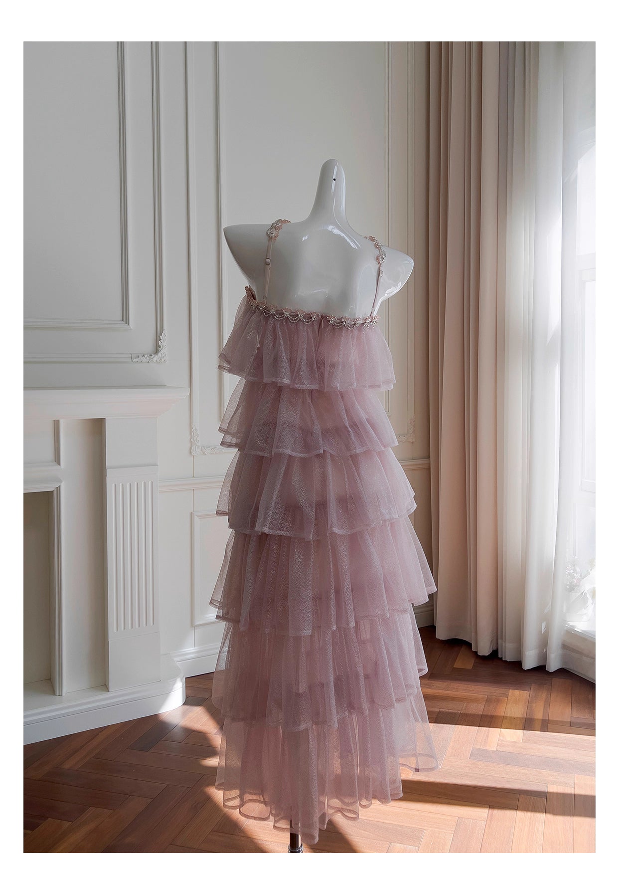NiceVestidos-Homecoming Dress Pink Mesh Sling Cake French Birthday Party Dress Dress For Women nv5558