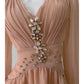 NiceVestidos-Homecoming Dress Floral Champagne Chiffon Gentle And Elegant Short Dress Party Dress nv5553