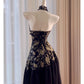 NiceVestidos-Homecoming Dress Black And Gold Satin Jacquard Design Sleeveless Waist Long Dress Backless Halter Neck Sexy Banquet Dress nv5559