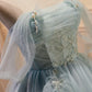 Green Tulle Beaded Short Prom Dress, Cute Off Shoulder Homecoming Dress nv1587