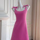 NiceVestidos-Short Homecoming Dress Simple Short Bow Suspender Dress Waist Rose Red Petite Date nv5550