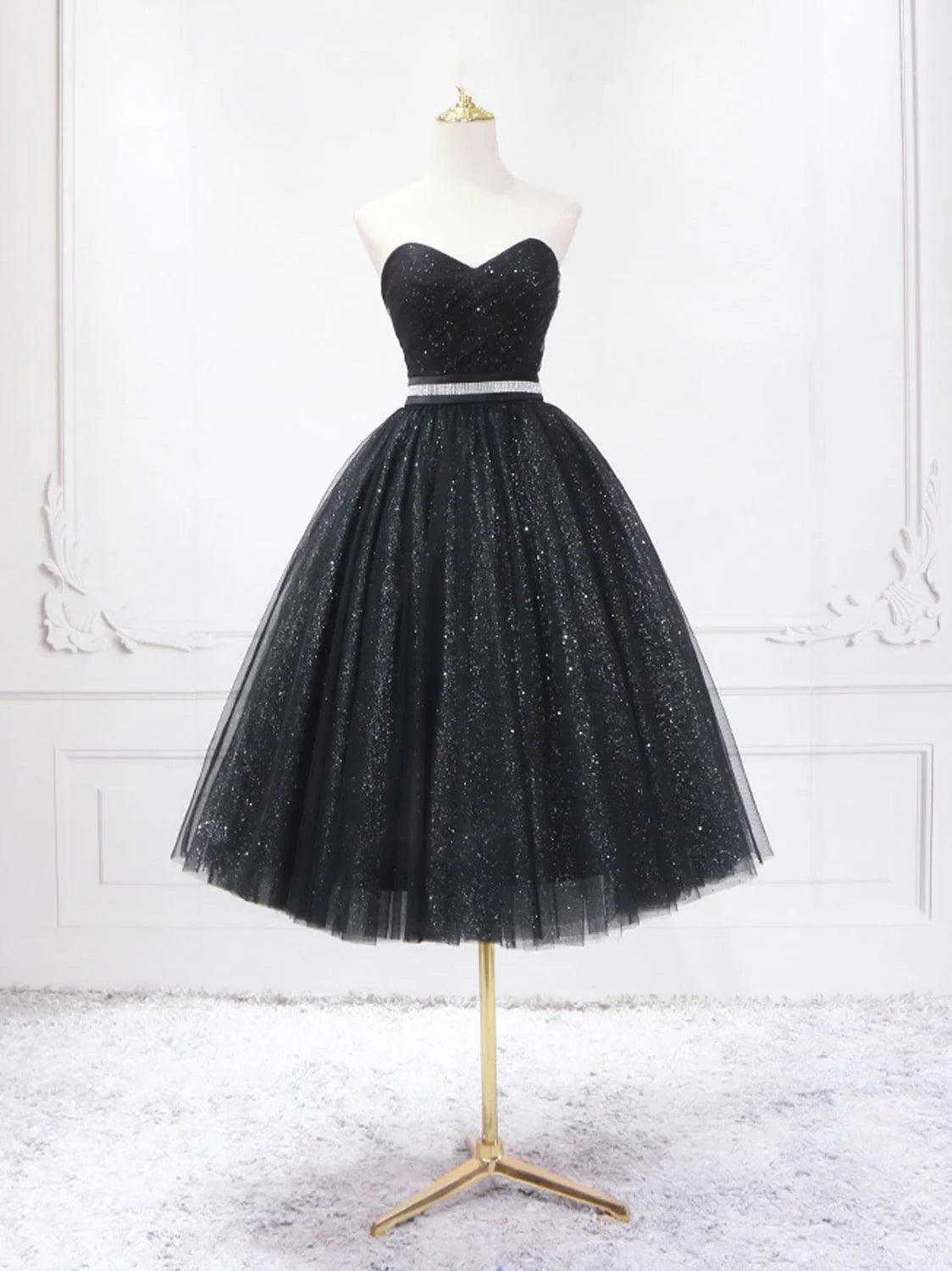 A-line sweetheart neckline black short prom dress formal evening dress homecoming dress birthday dress nv2116