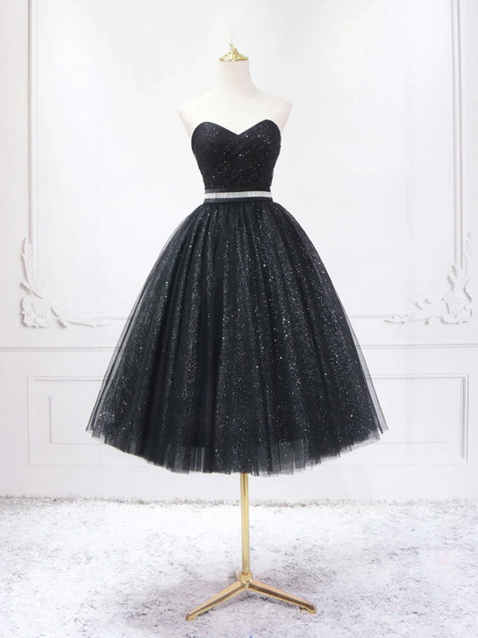 A-line sweetheart neckline black short prom dress formal evening dress homecoming dress birthday dress nv2116