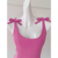 NiceVestidos-Short Homecoming Dress Simple Short Bow Suspender Dress Waist Rose Red Petite Date nv5550