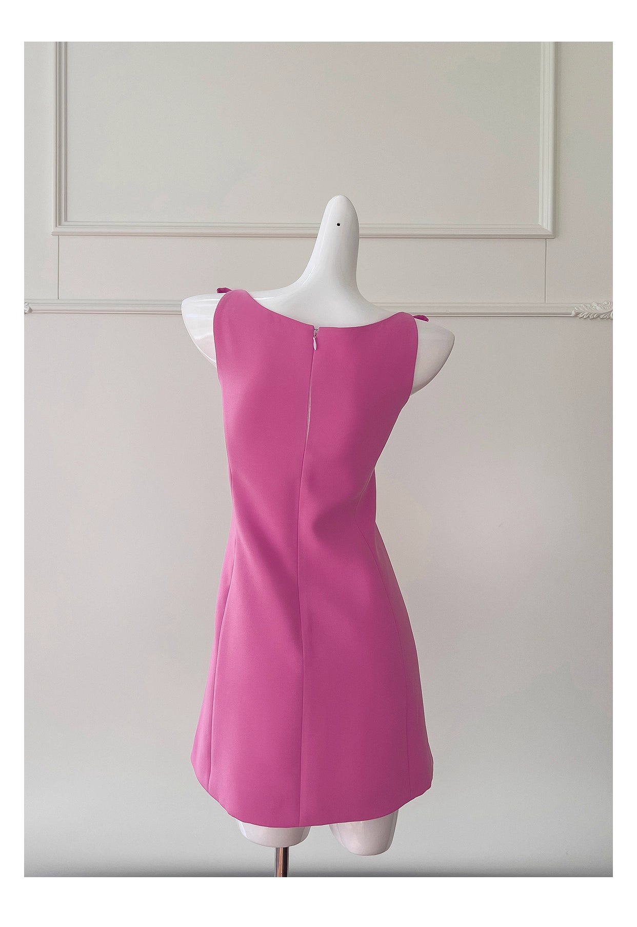 NiceVestidos-Short Homecoming Dress Simple Short Bow Suspender Dress Waist Rose Red Petite Date nv5550