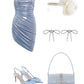 Blue homecoming dress stylish simple short satin ball gown evening dress cocktail dress nv4415