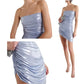 Blue homecoming dress stylish simple short satin ball gown evening dress cocktail dress nv4415