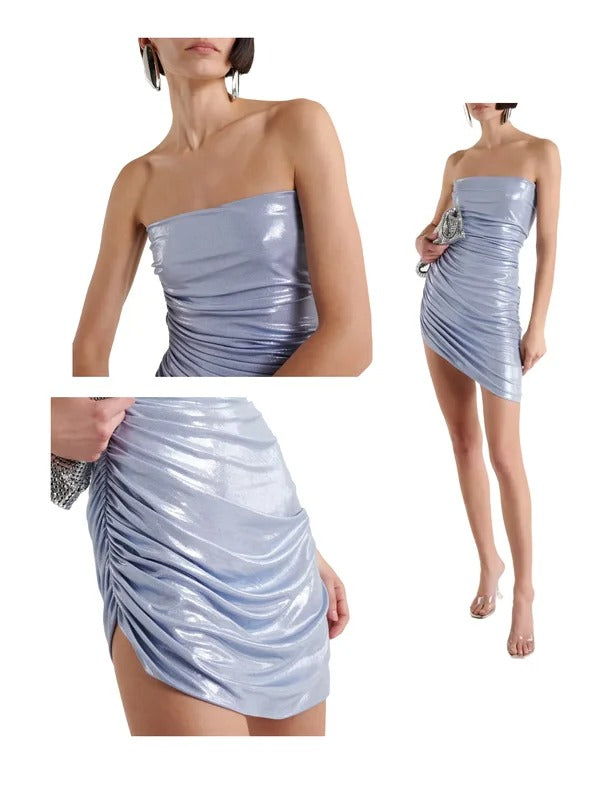Blue homecoming dress stylish simple short satin ball gown evening dress cocktail dress nv4415