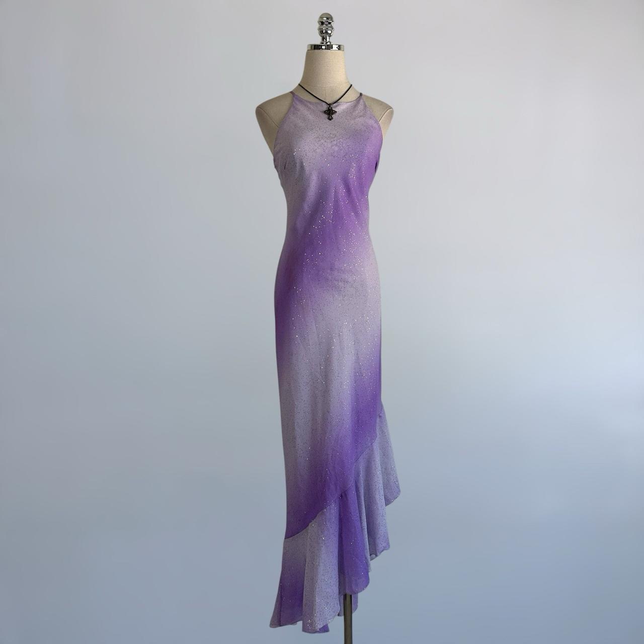 NiceVestidos-Lila-Grau Farbverlauf Pailletten Neckholder Ärmelloses bodenlanges asymmetrisches Meerjungfrauenkleid NV6179