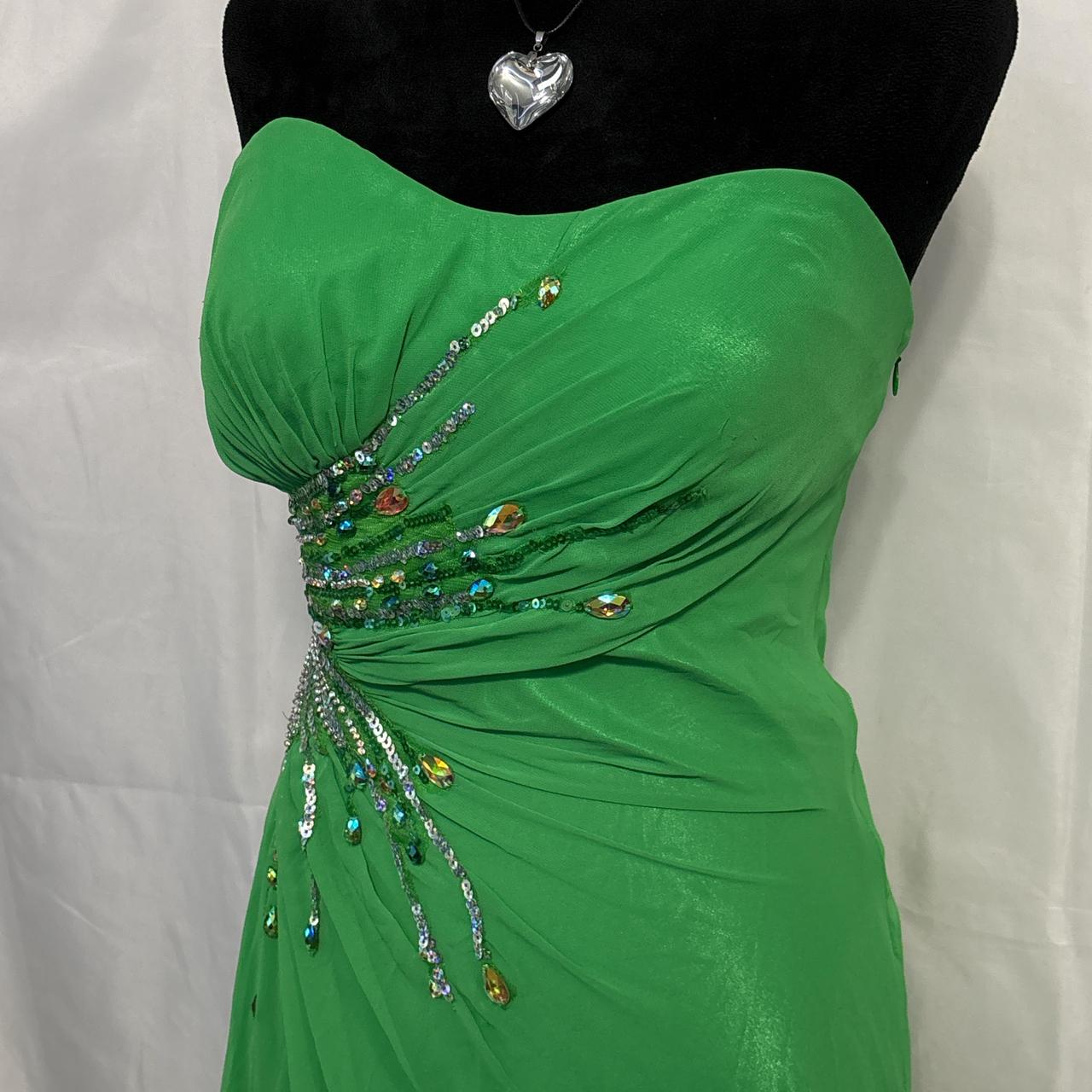 Green Beaded Off-Waist Long Chiffon Ball Gown Evening Gown Party Dress nv4603