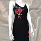 Black gorgeous red floral beaded asymmetric midi prom ball gown evening gown party dress  nv4576