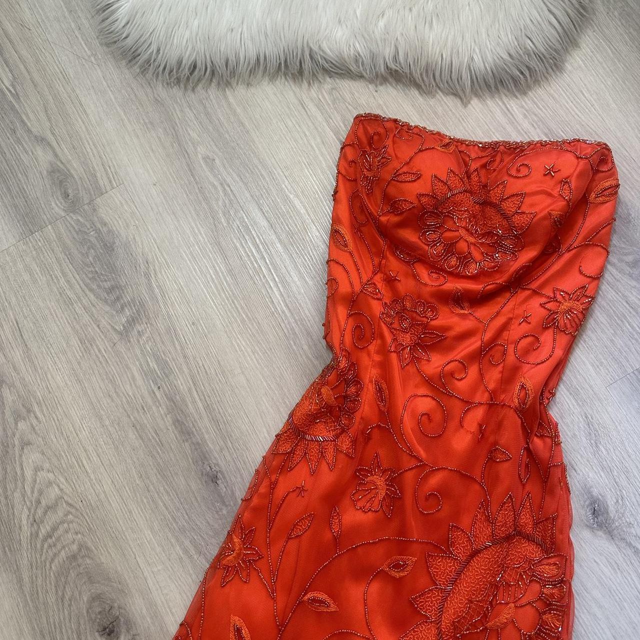 NiceVestidos-Beautiful orange exquisite floral beaded long chiffon prom dress formal gown nv5446