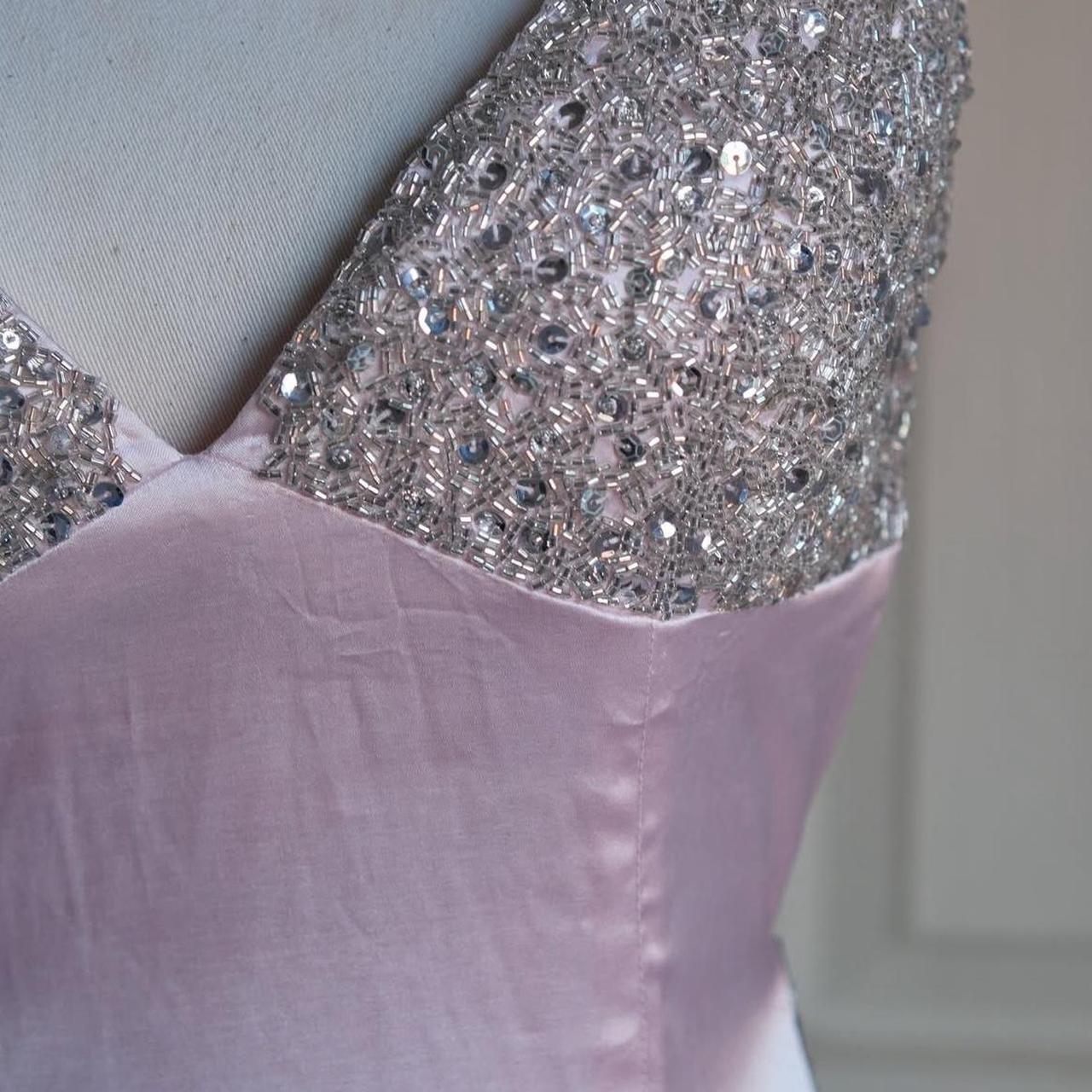 🌸 Light pink vintage y2k flirty lolita charm satin beaded sequins back tie back ball gown evening dress party dress nv4407