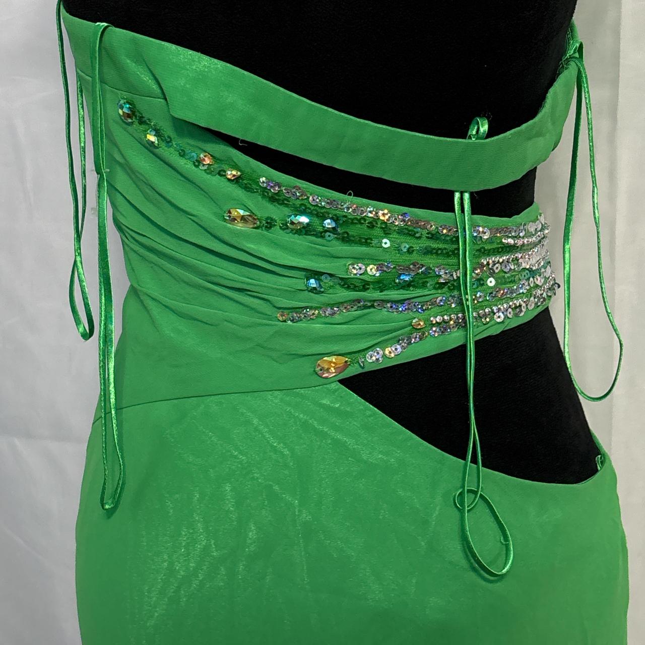 Green Beaded Off-Waist Long Chiffon Ball Gown Evening Gown Party Dress nv4603
