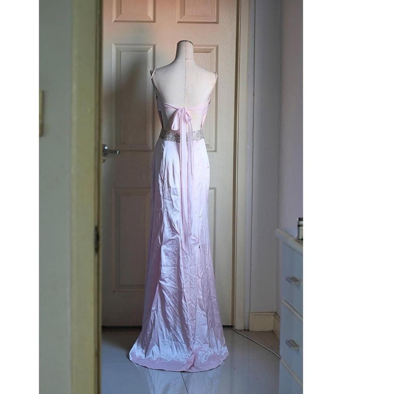 🌸 Light pink vintage y2k flirty lolita charm satin beaded sequins back tie back ball gown evening dress party dress nv4407