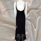 Black gorgeous red floral beaded asymmetric midi prom ball gown evening gown party dress  nv4576