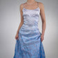 NiceVestidos-Blue exquisite floral long satin fairy dress formal prom dress y2k vintage dress nv5443