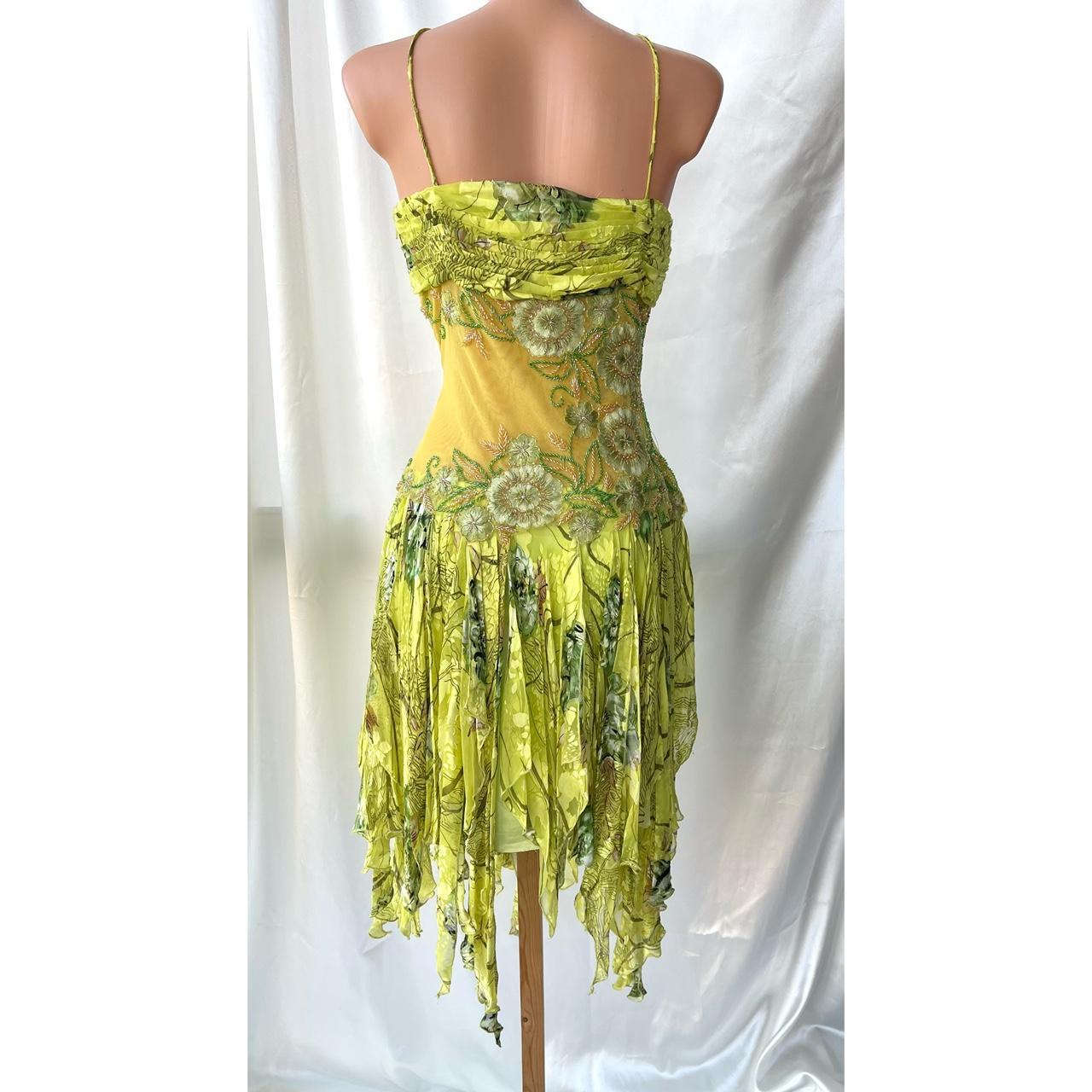 Yellow Green Short Exquisite Floral Beaded Garden Fairy Dress Chiffon Homecoming Dress Party Dress nv5389
