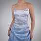 NiceVestidos-Blue exquisite floral long satin fairy dress formal prom dress y2k vintage dress nv5443
