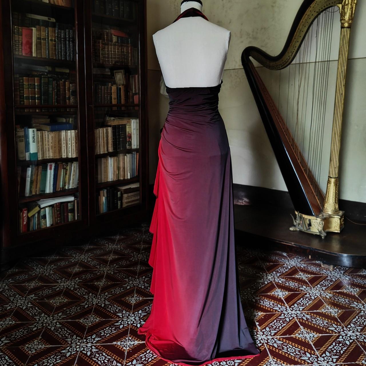 Burgundy retro gradient fashion elegant exquisite beaded sling long chiffon ball gown, evening dress, party dress nv3717