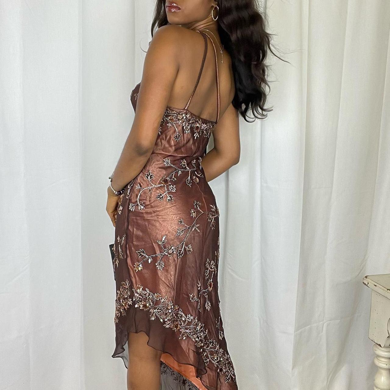 NiceVestidos--Brown Delicate Beaded Short/Mid-Length Homecoming Dress NV5690