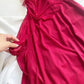 Dark pink elegant floral long chiffon birthday dress prom dress party dress homecoming dress nv4529