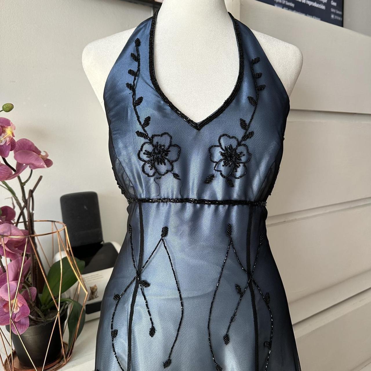 Blue Gorgeous Vintage Elegant Exquisite Beaded Suspender Long Tulle Ball Gown Evening Gown Party Dress Prom Gown  nv4247