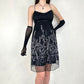 Vintage black and white exquisite beaded mid-length chiffon homecoming dress prom dress birthday party dress nv5405