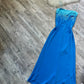 NiceVestidos-Blue shiny sequins beautiful exquisite long satin chiffon formal prom dress nv5453