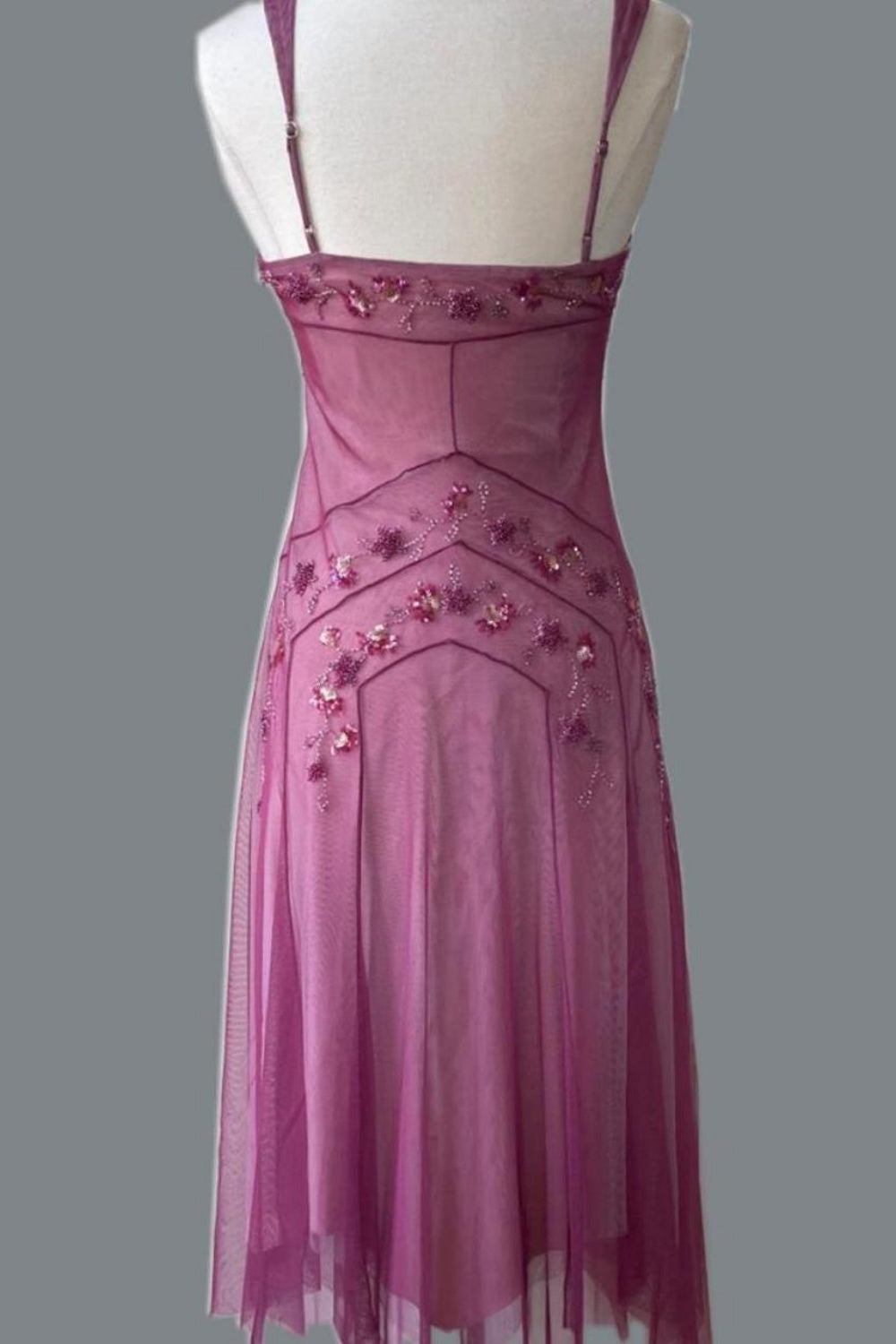 NiceVestidos--Pink beaded mid-length homecoming dress prom dress NV5692