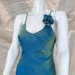 Blue retro shiny long dress mermaid fairy y2k 90s formal prom dress evening dress banquet dress nv4574