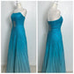 Blue gorgeous shiny exquisite beading elegant long stylish satin chiffon formal prom dress evening gown party dress nv3645