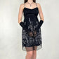Vintage black and white exquisite beaded mid-length chiffon homecoming dress prom dress birthday party dress nv5405
