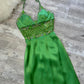 Green Beaded Shiny Elegant Long Satin Ball Gown Evening Gown Party Dress nv4562