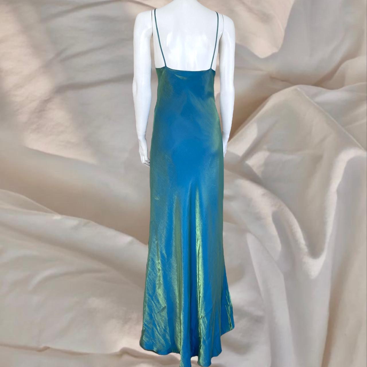 Blue retro shiny long dress mermaid fairy y2k 90s formal prom dress evening dress banquet dress nv4574
