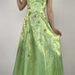 NiceVestidos-Green exquisite beaded long satin fairy gown ball gown y2k vintage dress nv5441