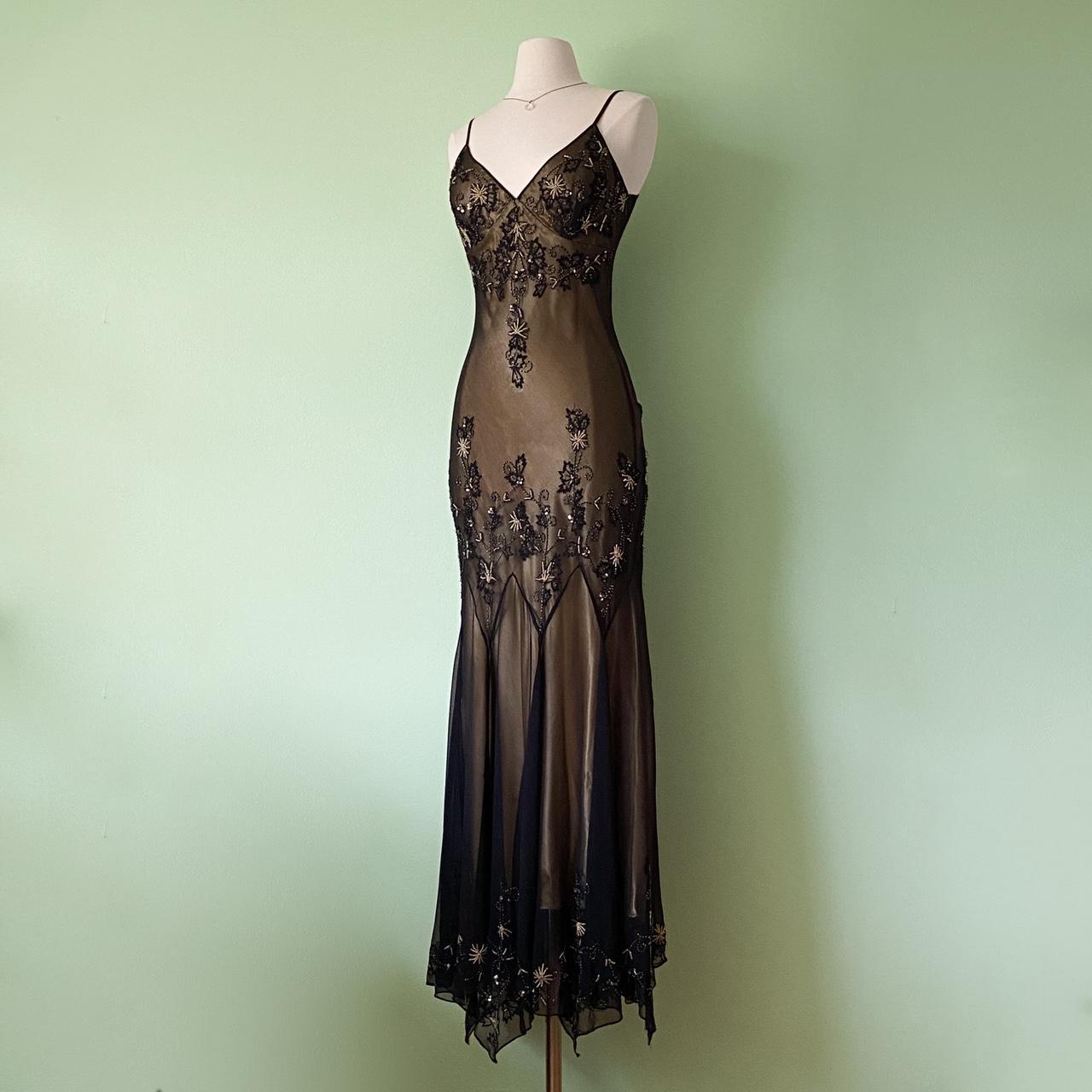 NiceVestidos--Brown vintage exquisite beaded long chiffon homecoming dress prom dress NV5655