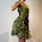 Green Fashion Homecoming Dress Short Satin Tulle Birthday Party Dress nv4616