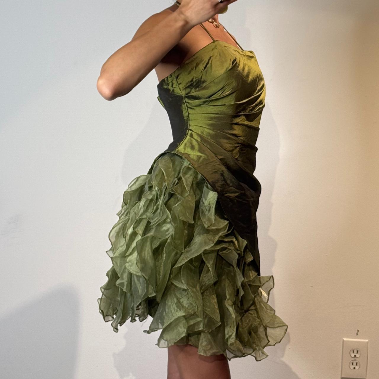 Green Fashion Homecoming Dress Short Satin Tulle Birthday Party Dress nv4616