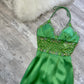 Green Beaded Shiny Elegant Long Satin Ball Gown Evening Gown Party Dress nv4562