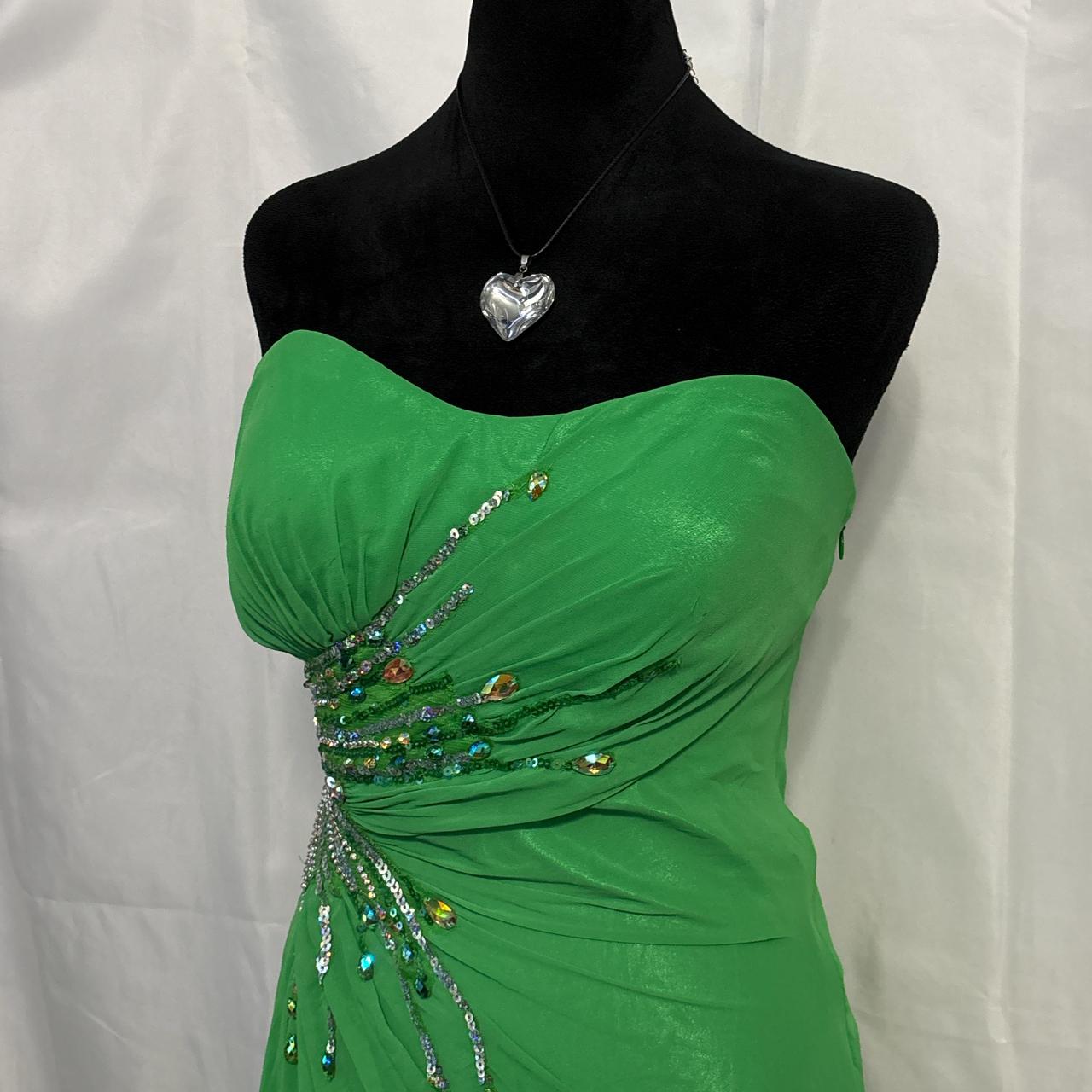 Green Beaded Off-Waist Long Chiffon Ball Gown Evening Gown Party Dress nv4603