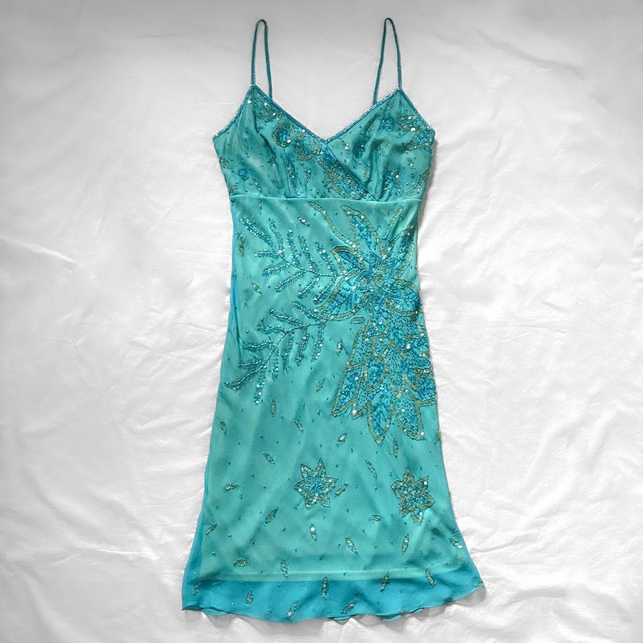 NiceVestidos--Blue delicate floral beaded short chiffon homecoming dress prom dress NV5652