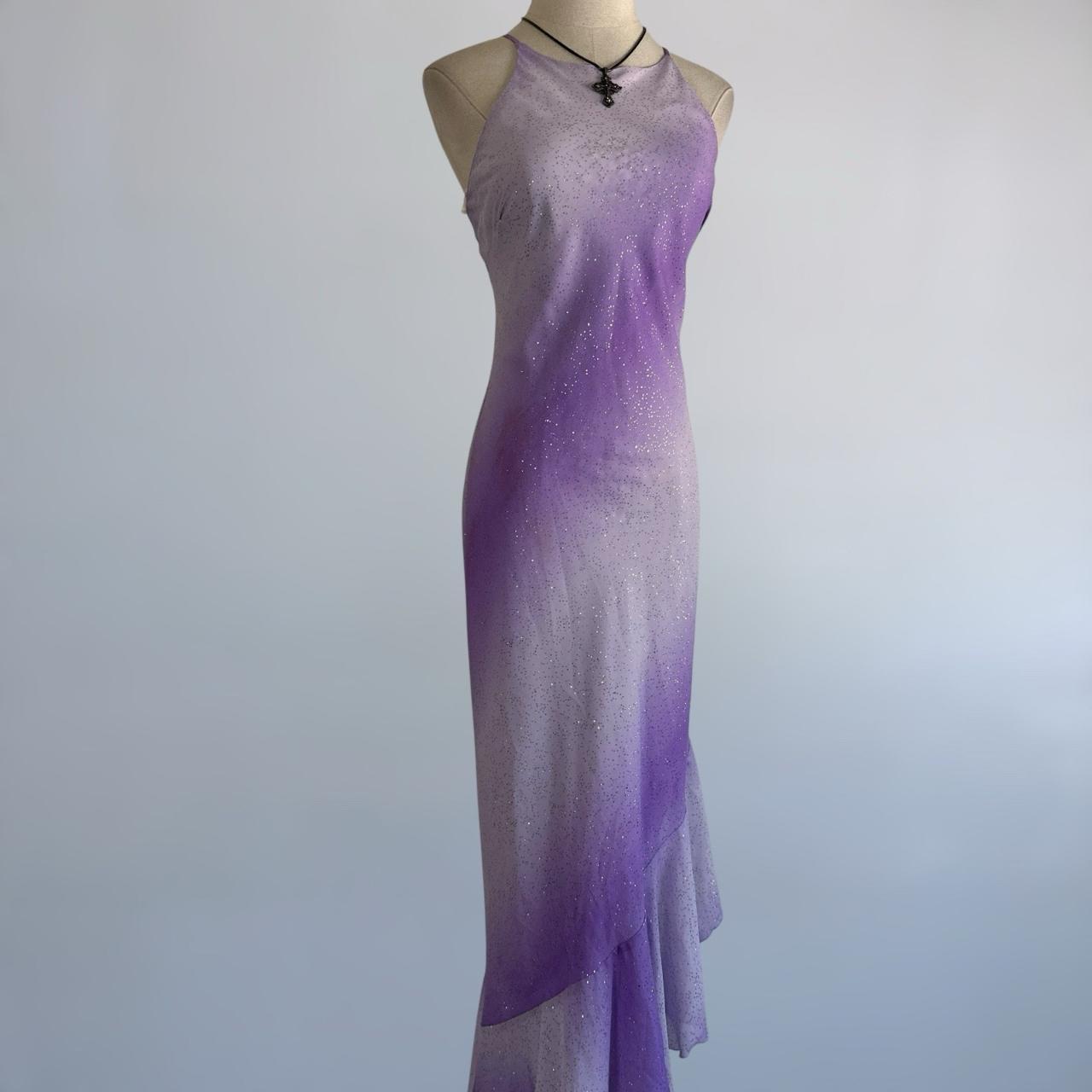 NiceVestidos-Lila-Grau Farbverlauf Pailletten Neckholder Ärmelloses bodenlanges asymmetrisches Meerjungfrauenkleid NV6179