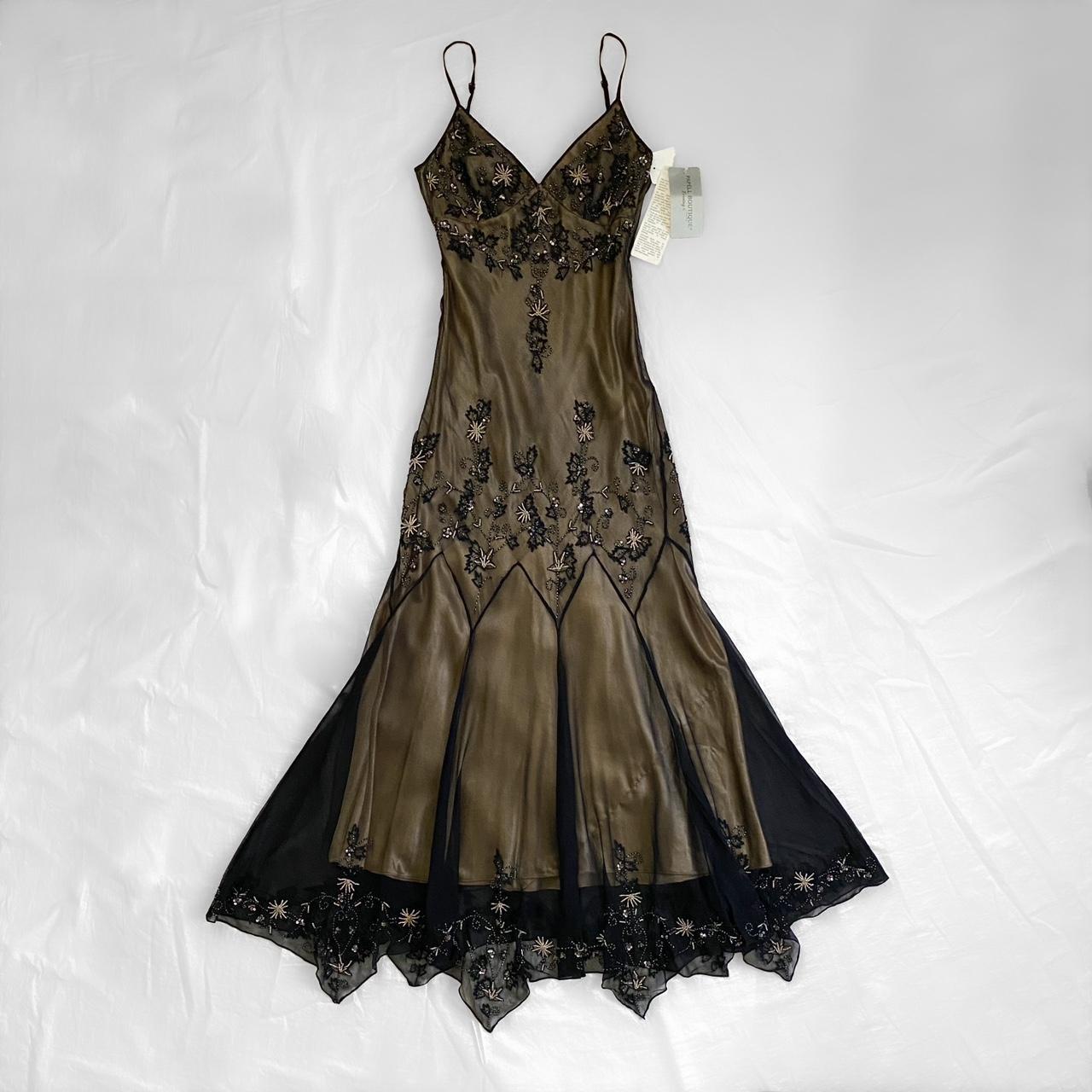 NiceVestidos--Brown vintage exquisite beaded long chiffon homecoming dress prom dress NV5655