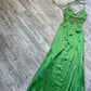 Green Beaded Shiny Elegant Long Satin Ball Gown Evening Gown Party Dress nv4562