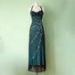 NiceVestidos--Green exquisite floral beaded long chiffon homecoming dress prom dress NV5653
