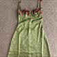 Green Floral Short Satin Homecoming Dress Party Gown nv4756