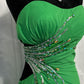 Green Beaded Off-Waist Long Chiffon Ball Gown Evening Gown Party Dress nv4603