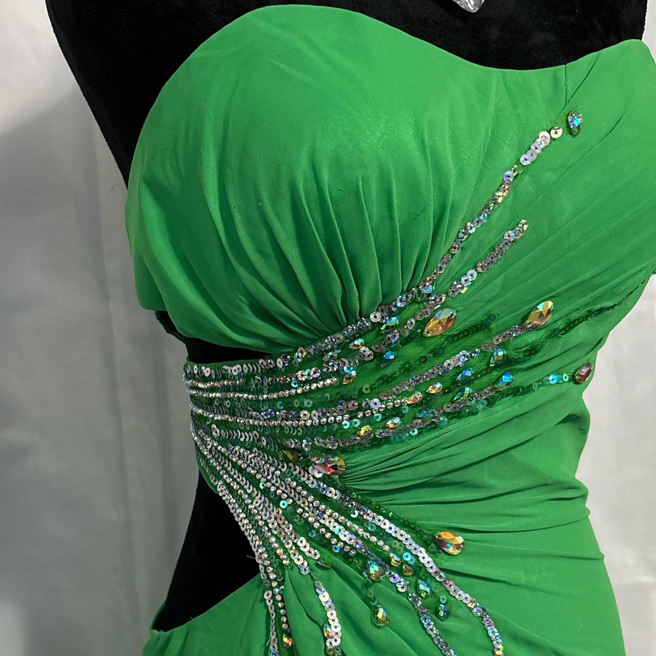 Green Beaded Off-Waist Long Chiffon Ball Gown Evening Gown Party Dress nv4603