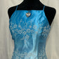 Blue Vintage Fashion Gradient Floral Beading Elegant Long Satin Party Dress Evening Gown Prom Dress nv4600